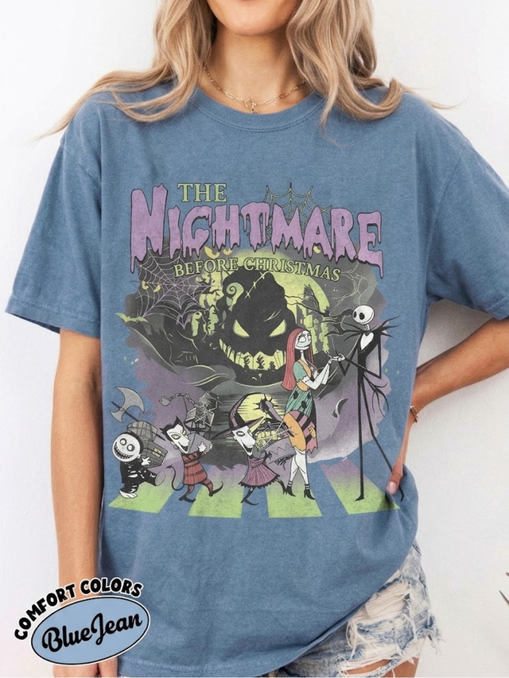 Comfort colors The Nightmare Before Christmas Blue Graphic Tee